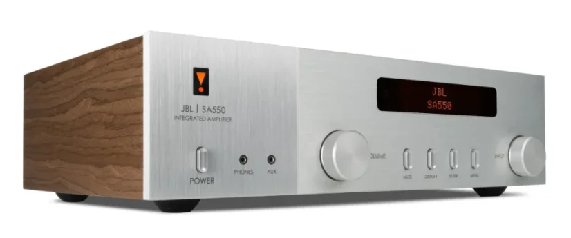 JBL SA550 - integrovaný vintage zosilňovač s DAC, 2 x 90 W strieborný + drevené bočnice