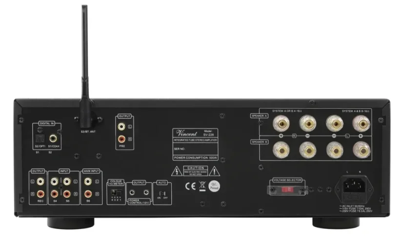 Vincent SV-228 – hybridný integrovaný zosilňovač s DAC, Bluetooth a VU metrom čierny