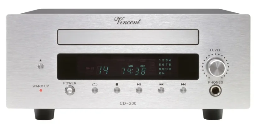 Vincent CD-200 – hybridný CD prehrávač s elektrónkovým výstupným stupňom strieborný