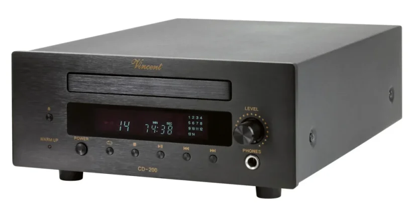 Vincent CD-200 – hybridný CD prehrávač s elektrónkovým výstupným stupňom čierny