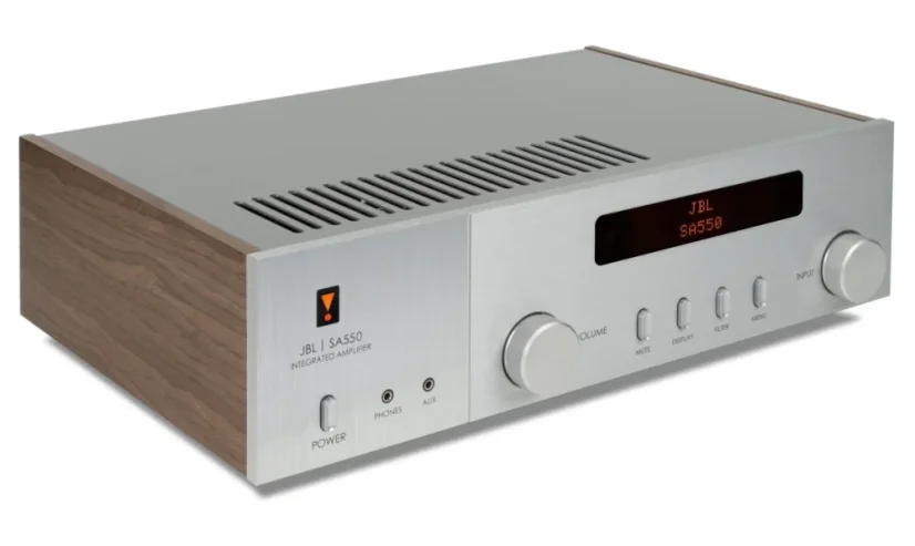 JBL SA550 - integrovaný vintage zosilňovač s DAC, 2 x 90 W strieborný + drevené bočnice
