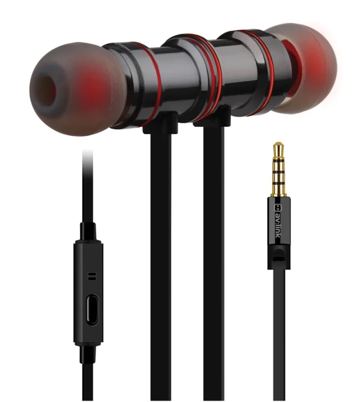 av:link sluchátka In-Ear Magnetic, hands free, černá metalíza