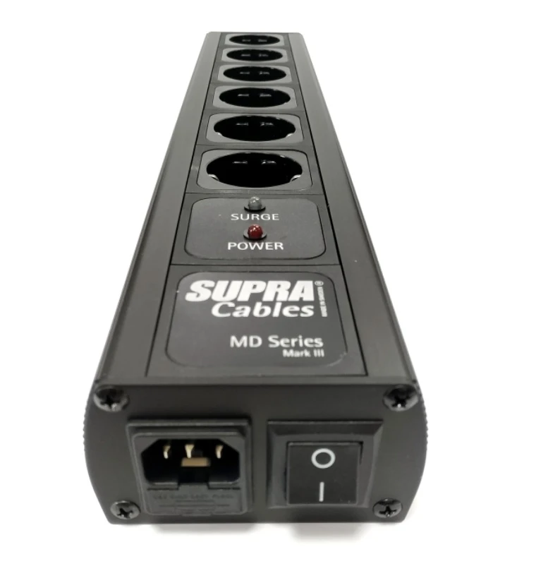 SUPRA  MAINS BLOCK MD06-EU/SP SPC BLACK SWITCH - Silver Edition