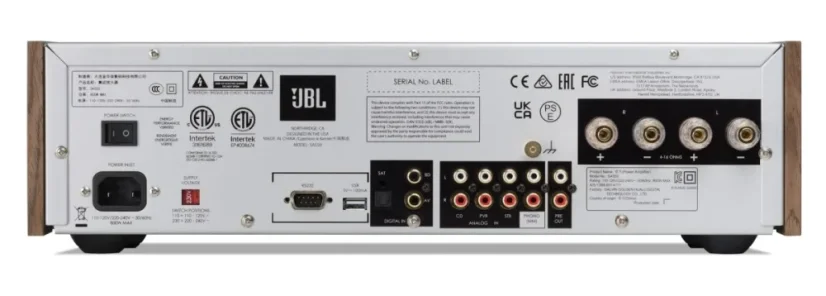 JBL SA550 - integrovaný vintage zosilňovač s DAC, 2 x 90 W strieborný + drevené bočnice